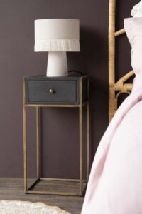 Black Wood & Brass Leg Bedside Table