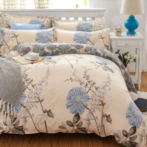 Floral Print Double Duvet Cover and Pillowcases and Sheet Set - AS 11 _ Queen