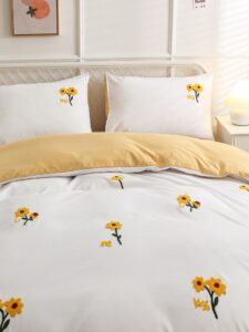 Flower Embroidery Duvet Cover Set Without Filler