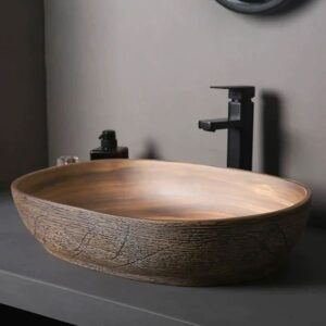 Free Shipping on 23_ Ceramic Oval Bathroom Vessel Sink Retro Washbasin ｜Homary