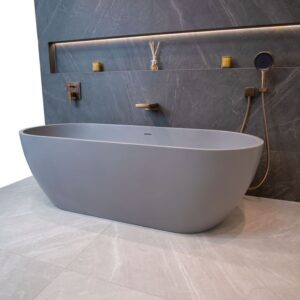 Granlusso™ Amalfi 1700 Freestanding Solid Stone Bath - Matt Grey