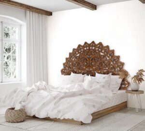Hand Carved Queen Size Half-moon Mandala Bed Headboard Mahkota in Brown 59 Inches - Etsy