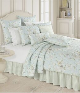 Piper Wright Cassia Quilt Collection Gingham Mint Green Ruffled Bed Skirt - Full