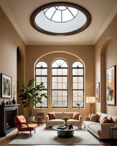 Sophisticated Living Room with Skylight in Brooklyn