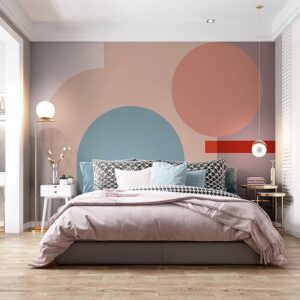 Full Size Wall Covering Unique Novelty Irregular Geometries Wall Mural in Multi-color - Orange _ 82 x 58